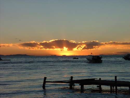 Coucher de soleil à Copacabana